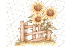 Rustic Sunflower Clipart, Soft Country Farmhouse Florals Png Product Image 3