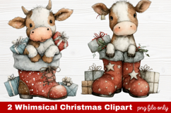 2 Whimsical Christmas Clipart | Cute Holiday PNG Set Product Image 1