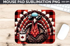 Watercolor Turkey Mouse Pad Sublimation - Thanksgiving PNG Product Image 1