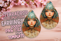 Trendy Teardrop Earrings Sublimation PNG , Fairy Product Image 1