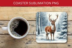 square coaster - deer in snowy forest Product Image 1