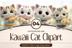Playful Kawaii Kitten Friends Clipart Sublimation PNG Product Image 1