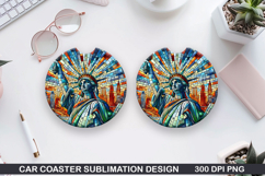 Liberty Car Coaster Sublimation| 4th Of July Coaster PNG Product Image 1