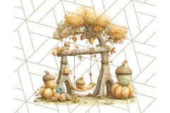Acorn Village Clipart PNG, Fall Animal Png Product Image 3