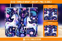Unicorn Milkyway Tumbler Wrap Designs, Sublimation Wrap Product Image 1