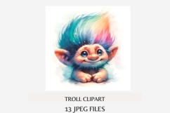 Watercolor Troll Clipart Pack | 13 JPG Files, Cute Rainbow Product Image 6