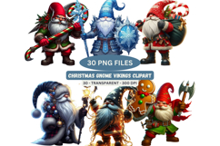 Christmas Viking Gnome Clipart | 30 PNG Warrior Gnomes Product Image 1