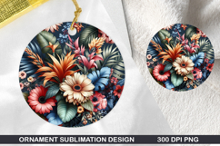 Flowers Stained Glass Ornament PNG, Digital Download File Product Image 1