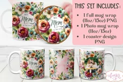 Mom Photo Mug Wrap and coaster sublimation PNG, Mother's day Product Image 2