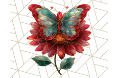 Stained Glass Butterfly and Sunflower PNG Clipart Product Image 3