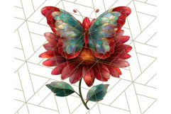 Stained Glass Butterfly and Sunflower PNG Clipart Product Image 3