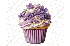 Cupcake Clipart with Florals and Pastel Frosting Png, Spring Product Image 3