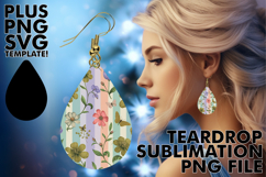 Charming Teardrop Earrings Design PNG, Gold Flower Product Image 1