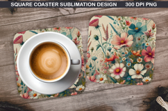 Flowers Coaster Sublimation, Spring Coaster PNG Design Product Image 1