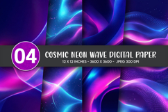 Cosmic Neon Wave Digital Paper Product Image 1