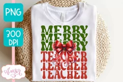 Merry Teacher sublimation PNG, Christmas teacher shirt PNG Product Image 2