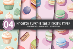 Macaron Cupcake Sweet Digital Paper Product Image 1