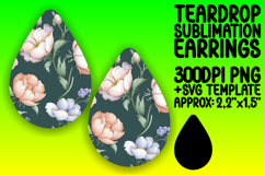 Dynamic Teardrop Earrings Sublimation Art , Flower Pattern Product Image 1