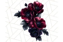 Gothic Floral PNG, Dark Aesthetic Flowers Clipart Print Product Image 3