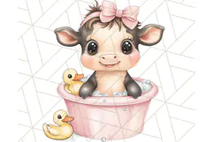 Farm Animal Babies in Bubble Bath PNG, Nursery Clipart Product Image 3