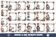 Animals &amp; Girl Patriotic Frames Clipart Product Image 1