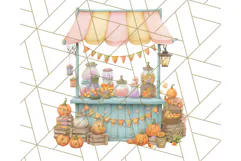 Pastel Halloween Town PNG Clipart, Spooky Shops & Homes Png Product Image 3