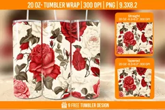 Valentine Rose Tumbler Wrap Designs, Sublimation Wrap Product Image 1