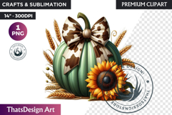 Western Coquette Pumpkin Autumn PNG, Cowgirl Fall clipart Product Image 1