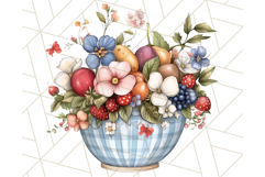 Blue Cottagecore Kitchen Clipart, Vintage Country Floral Png Product Image 3