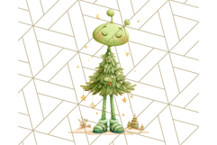 Alien Christmas Clipart, Cute Outer Space Holiday PNG Product Image 3