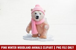 Pink Winter Woodland Animals Clipart PNG Product Image 1