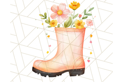 Pastel Watercolor Spring Clipart, Cheerful Floral Png Design Product Image 3