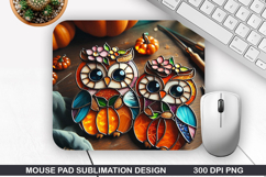 Halloween Owls Mouse Pad Sublimation,Halloween Mouse Pad PNG Product Image 1