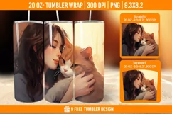 3d Cute Cat Tumbler Wrap Designs, Sublimation Wrap Product Image 1