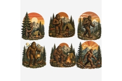 Vintage Bigfoot Camping Clipart PNG, 12 Sasquatch Outdoor Product Image 4