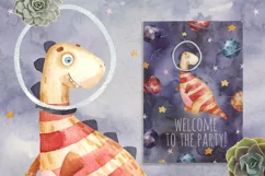 Greating cards for baby, of dinosaur watercolor postcard Product Image 3