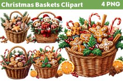 Christmas Baskets Clipart PNG Product Image 1