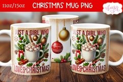 Just a girl who loves Christmas mug wrap PNG for sublimation Product Image 2