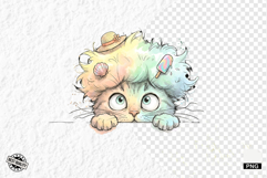 Summer Cat Peeking Clipart Product Image 1