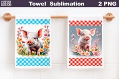Funny Pig Towel | Spring Animal Kitchen Towel Product Image 1