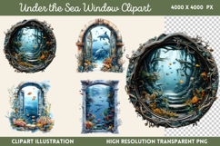 Under the Sea Window Clipart PNG Product Image 1