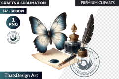 Dark Academia PNG, Gothic Butterfly Clipart Moody ephemera Product Image 1