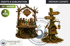 Fantasy clipart Magical Forest Village PNG for scrapbooking Product Image 1