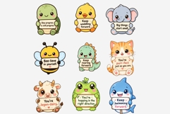 Tiny Animal Motivation Clipart Bundle | Cute Kawaii Animal Product Image 6