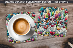 Bunny Coaster Sublimation, Christmas Coaster PNG Design Product Image 1