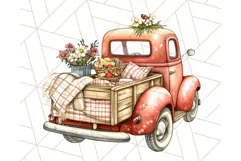 Floral Farm Truck Clipart, Cottagecore Country Truck Png Product Image 3
