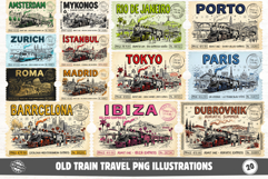 Old Train Travel PNG illustrations Product Image 1