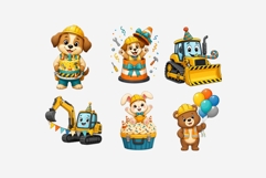 Construction Animals Birthday Clipart Bundle | 14 PNG Files Product Image 4