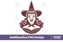 Vintage Funny Sarcastic Pin-Up Halloween Witch Book PNG DTF Product Image 1