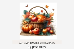 Autumn Basket Clipart Bundle | 13 JPEG Files, Pumpkins Apple Product Image 4